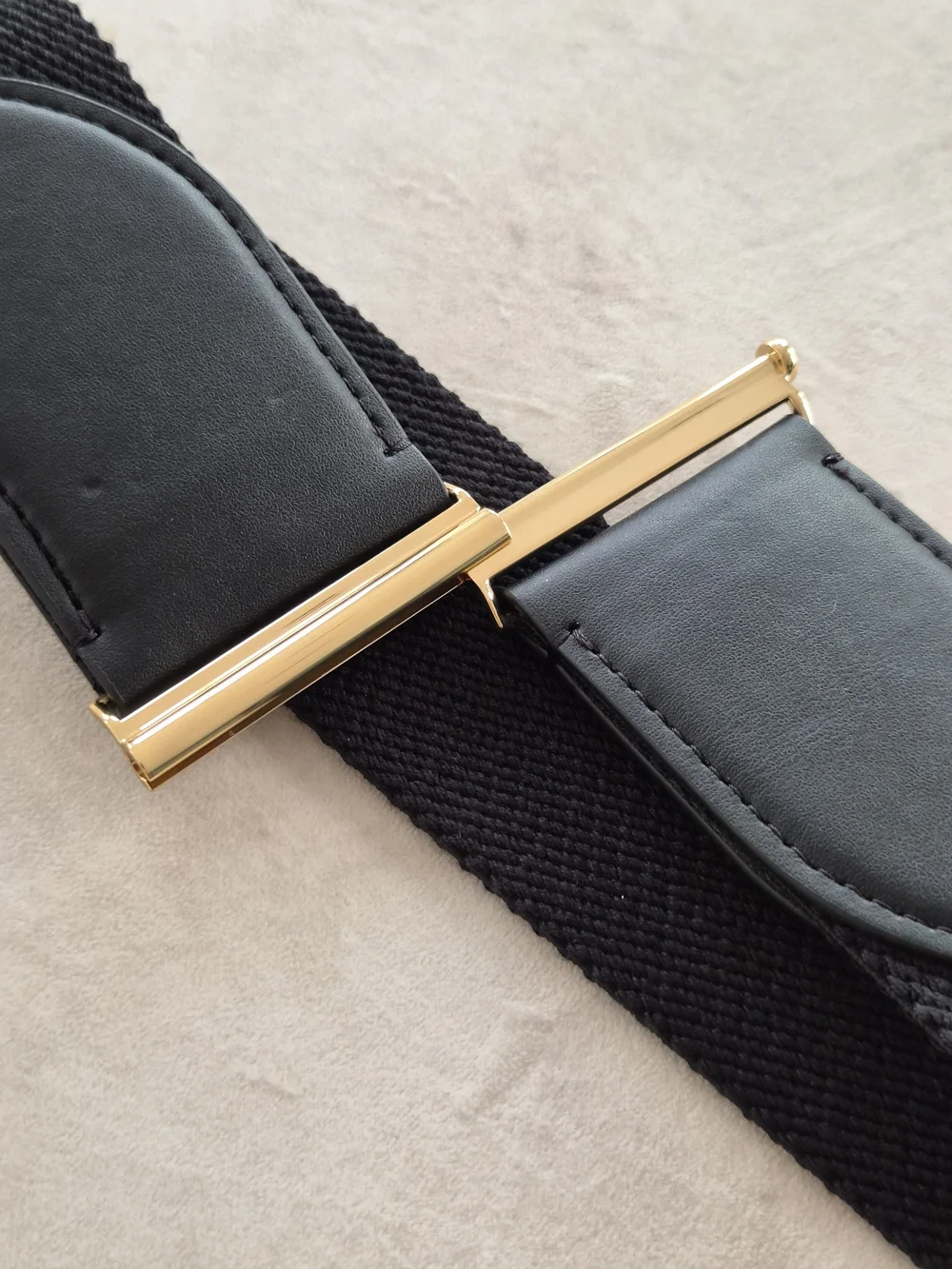 Ralph Lauren Black Elastic Stretch Waist Belt Gold Hardware XS